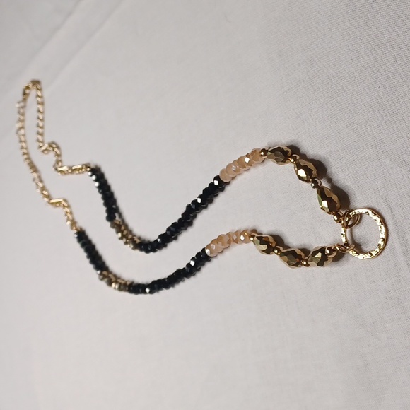2075 Black Gold and Cream Faceted Bead Necklace - Picture 1 of 3